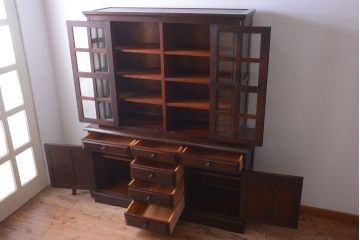 中古　北海道民芸家具　大きな食器棚(カップボード)