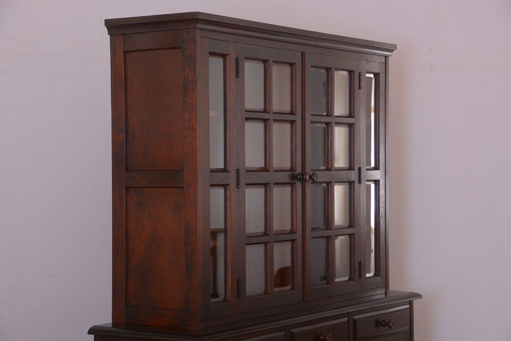 中古　北海道民芸家具　大きな食器棚(カップボード)