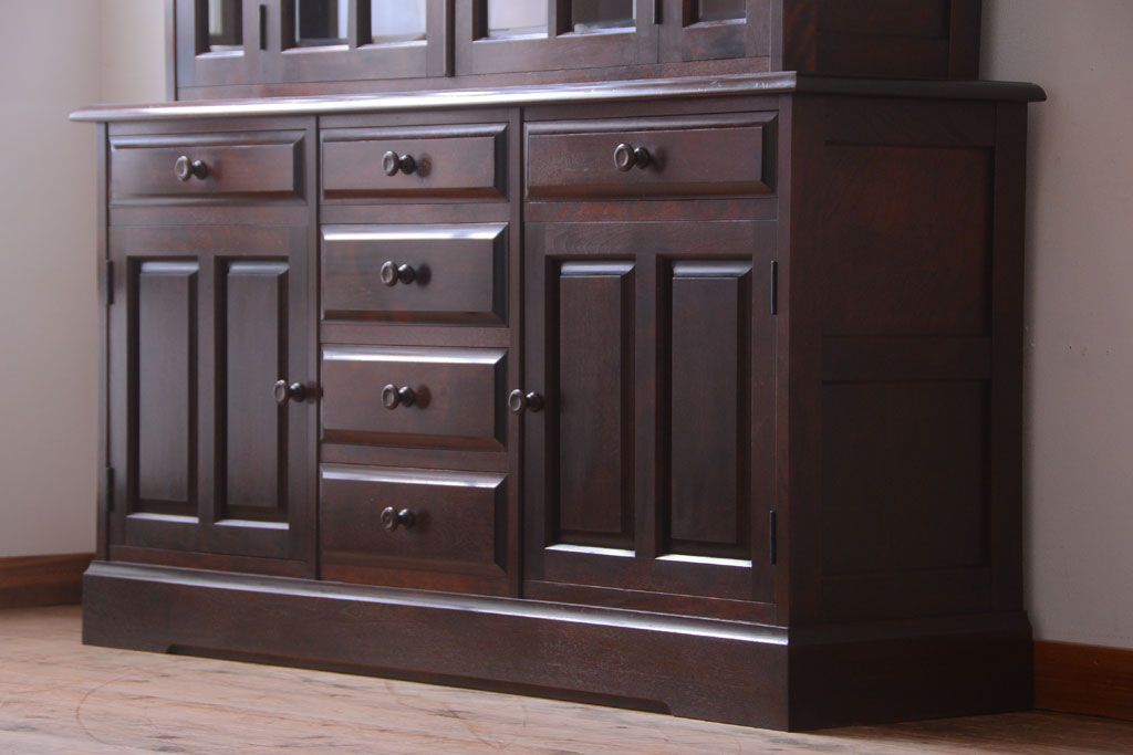 中古　北海道民芸家具　大きな食器棚(カップボード)