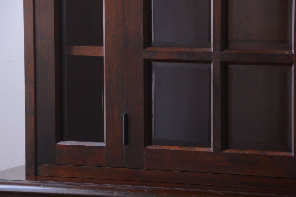 中古　北海道民芸家具　大きな食器棚(カップボード)