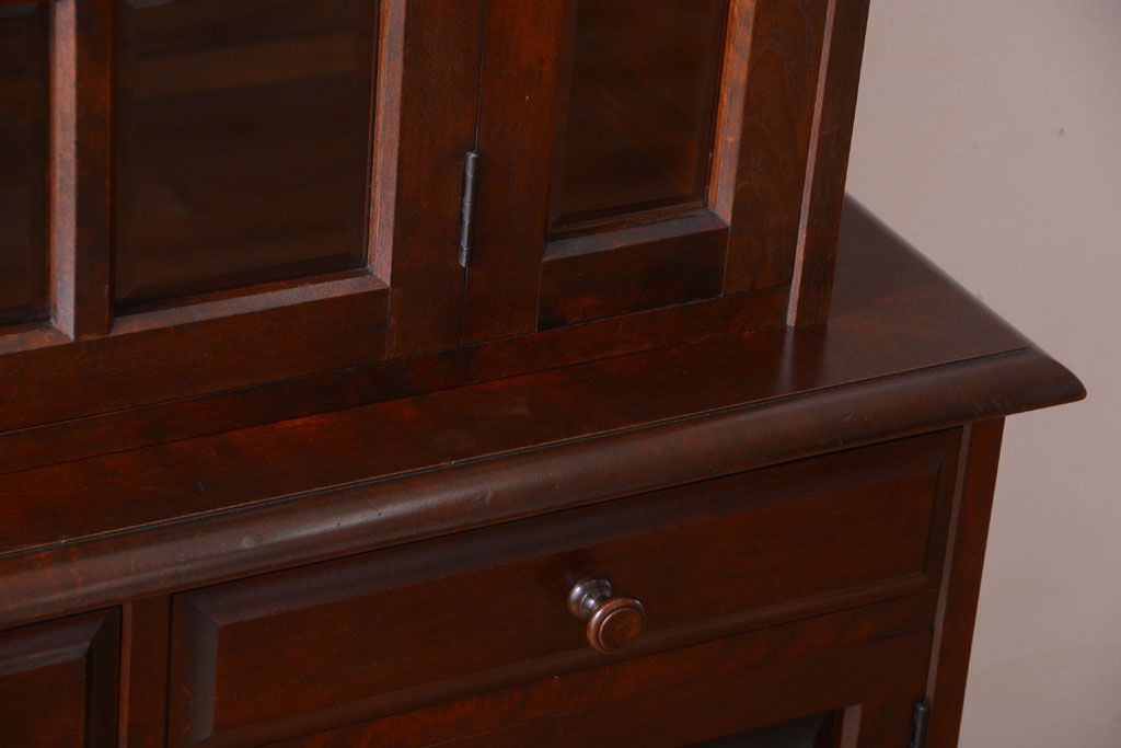 中古　北海道民芸家具　大きな食器棚(カップボード)