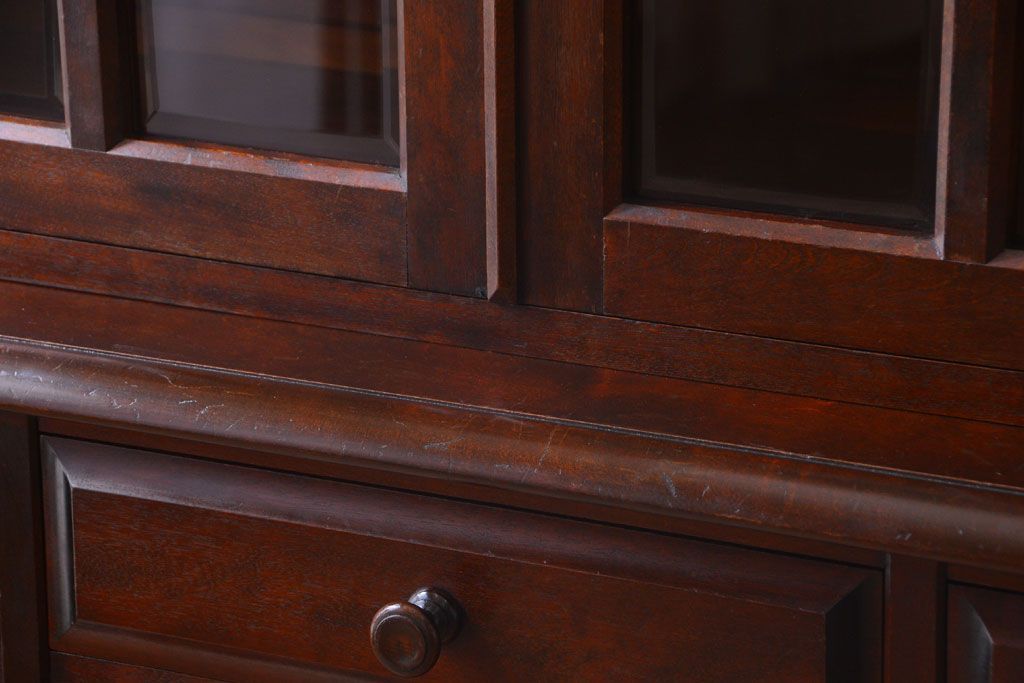 中古　北海道民芸家具　大きな食器棚(カップボード)