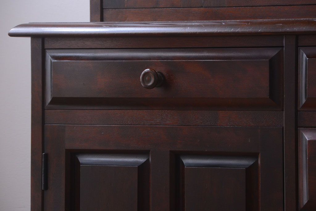 中古　北海道民芸家具　大きな食器棚(カップボード)