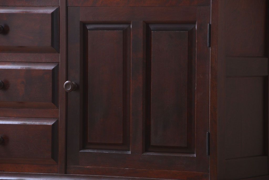 中古　北海道民芸家具　大きな食器棚(カップボード)