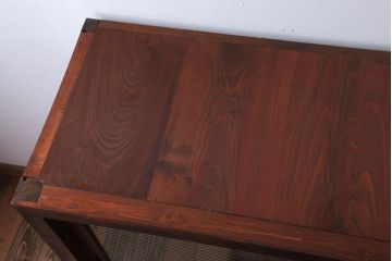 アンティーク家具　和製アンティーク　モールガラス入り!古い木製のシンプルな収納棚