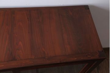 アンティーク家具　和製アンティーク　モールガラス入り!古い木製のシンプルな収納棚