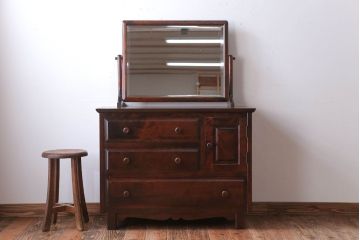 中古　北海道民芸家具 シックなドレッサー(定価約30万円)(2)