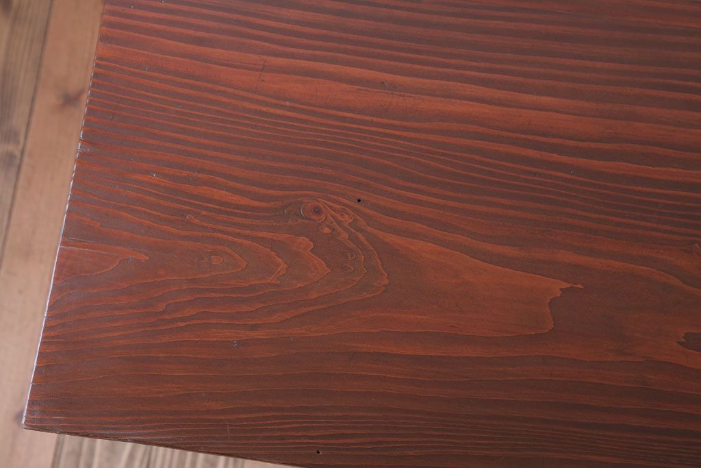 アンティーク家具　アンティーク　天板無垢板の鉄脚テーブル(机・デスク)