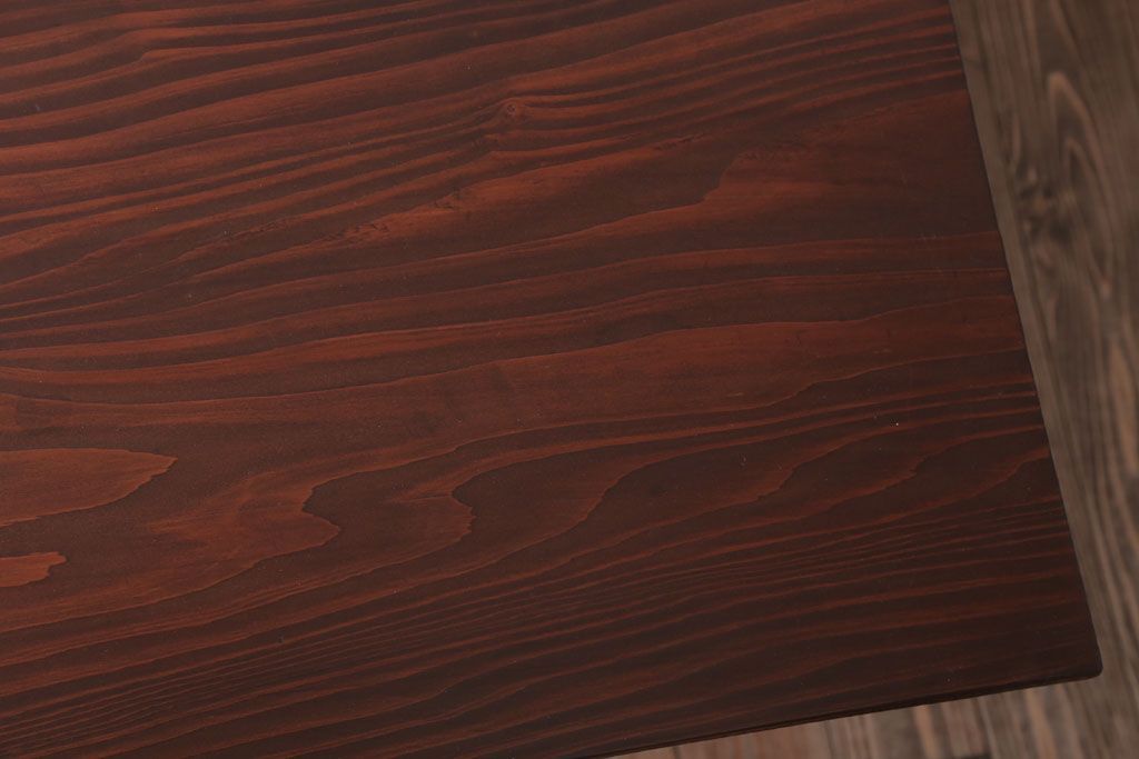 アンティーク家具　アンティーク　天板無垢板の鉄脚テーブル(机・デスク)