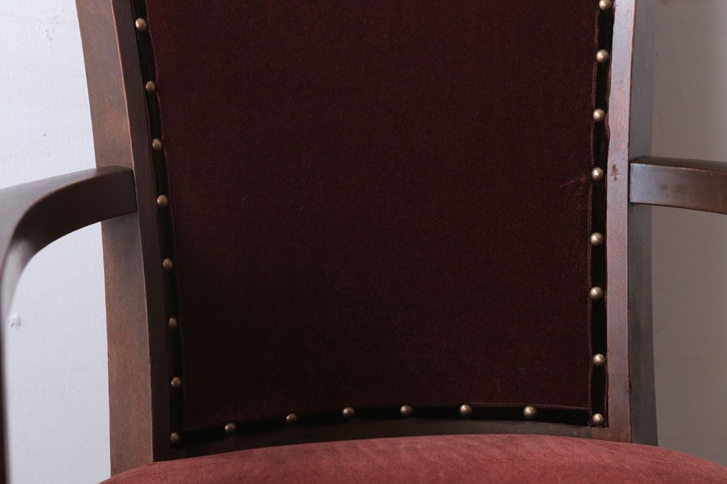 アンティーク家具　和製アンティーク　古い木製のアーム付き回転椅子