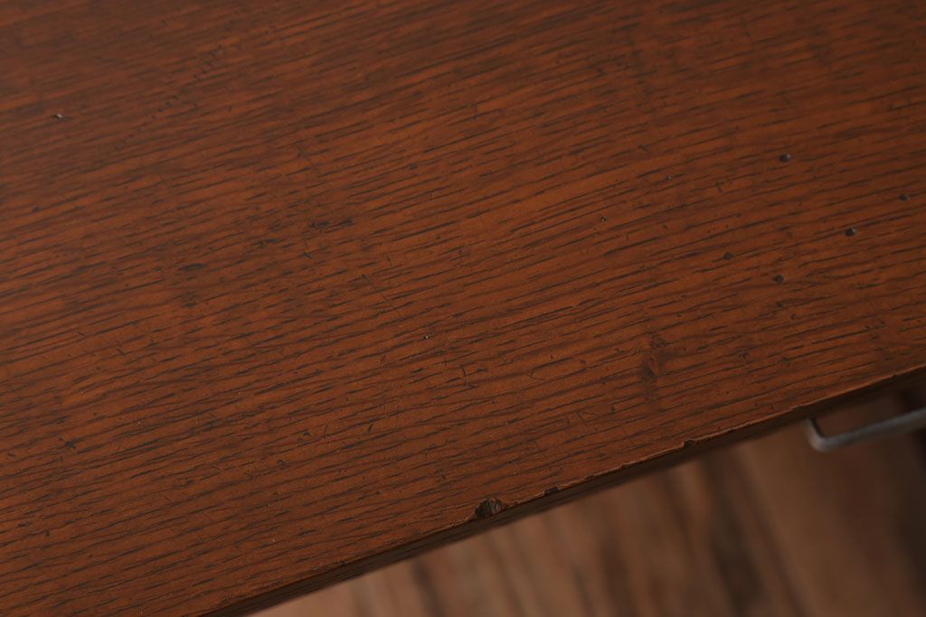 アンティーク家具　和製アンティーク　古いナラ材のおしゃれな片袖机(デスク)