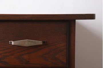 アンティーク家具　和製アンティーク　古いナラ材のおしゃれな片袖机(デスク)