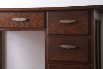 アンティーク家具　和製アンティーク　古いナラ材のおしゃれな片袖机(デスク)