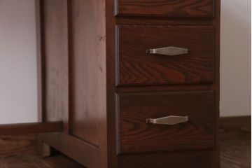 アンティーク家具　和製アンティーク　古いナラ材のおしゃれな片袖机(デスク)