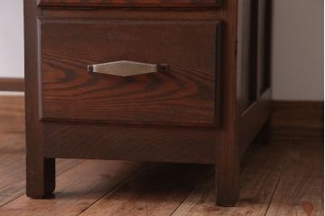 アンティーク家具　和製アンティーク　古いナラ材のおしゃれな片袖机(デスク)