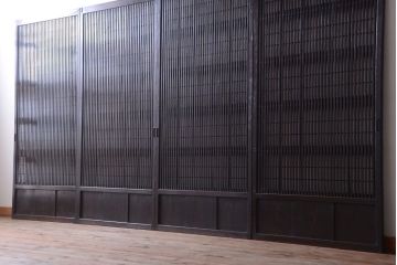 古民具・骨董　裏障子付き!モダンなアンティーク格子戸4枚セット