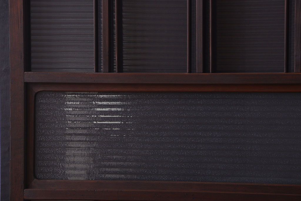 和製アンティーク　モールガラス入り!レトロな引き戸2枚セット(1)