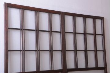 和製アンティーク　モールガラス入り!レトロな引き戸2枚セット(1)