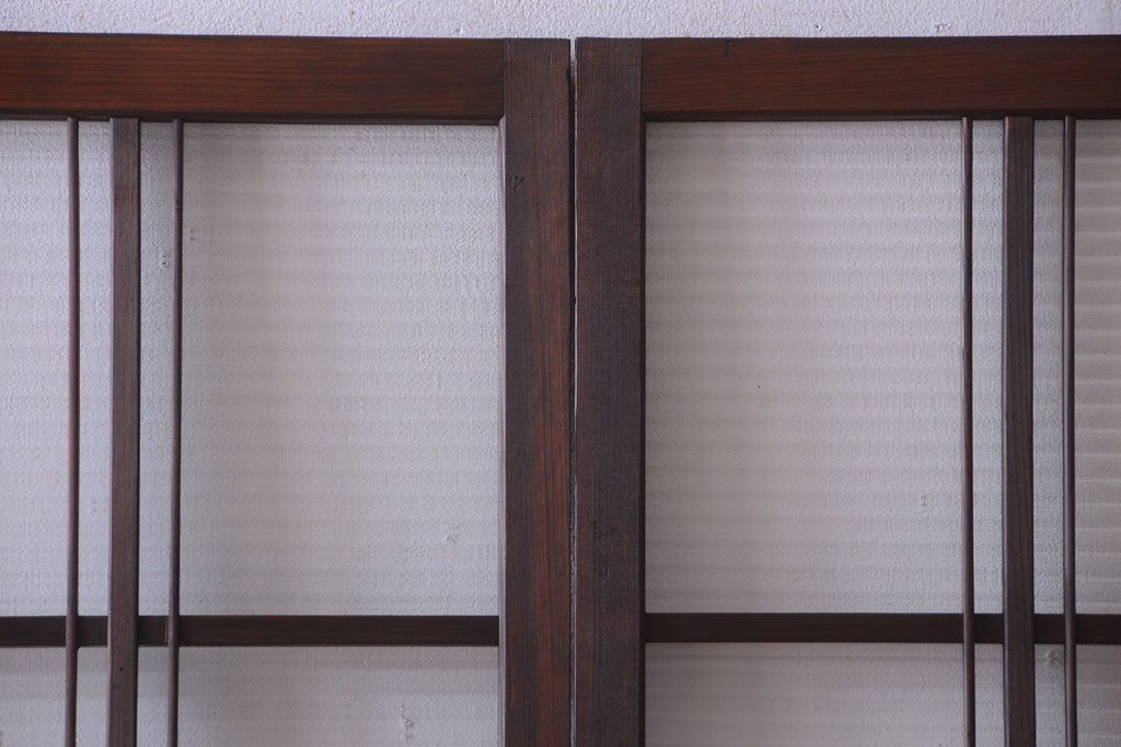 和製アンティーク　モールガラス入り!レトロな引き戸2枚セット(1)