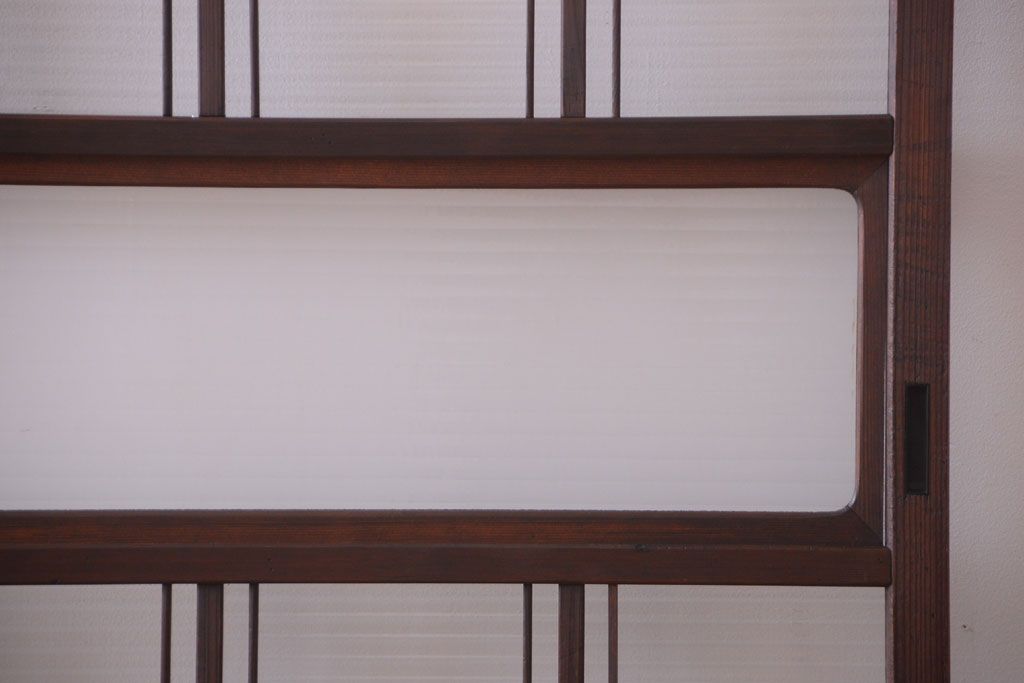 和製アンティーク　モールガラス入り!レトロな引き戸2枚セット(1)