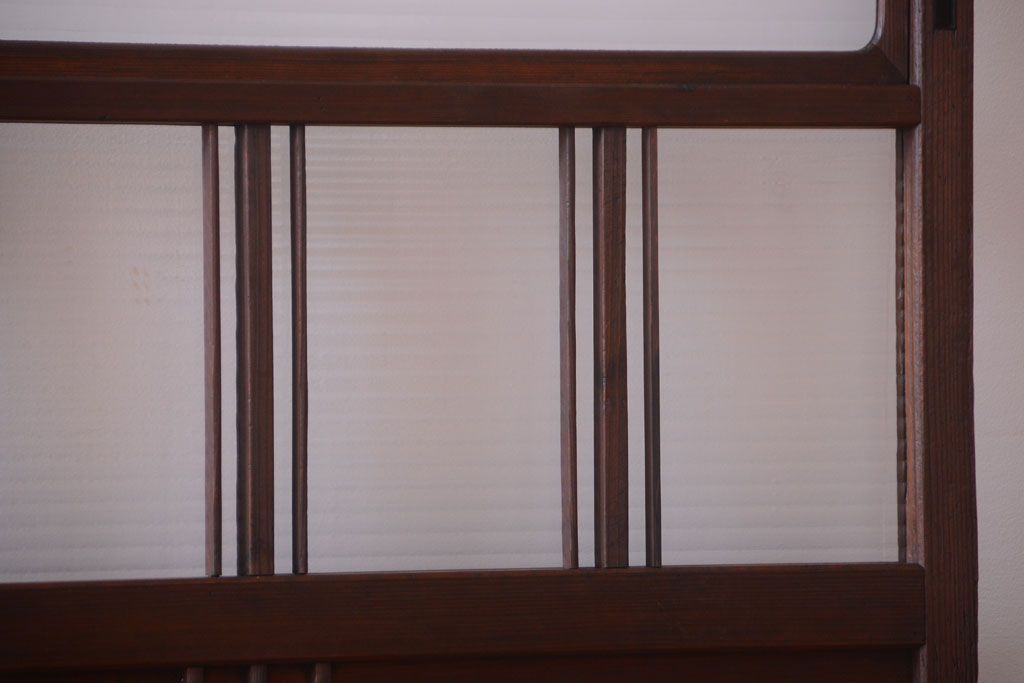 和製アンティーク　モールガラス入り!レトロな引き戸2枚セット(1)