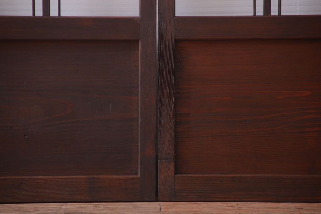 和製アンティーク　モールガラス入り!レトロな引き戸2枚セット(1)