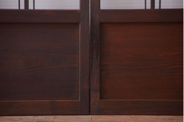 和製アンティーク　モールガラス入り!レトロな引き戸2枚セット(1)