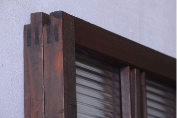 和製アンティーク　モールガラス入り!レトロな引き戸2枚セット(1)