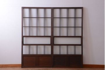 和製アンティーク　モールガラス入り!レトロな引き戸2枚セット(1)