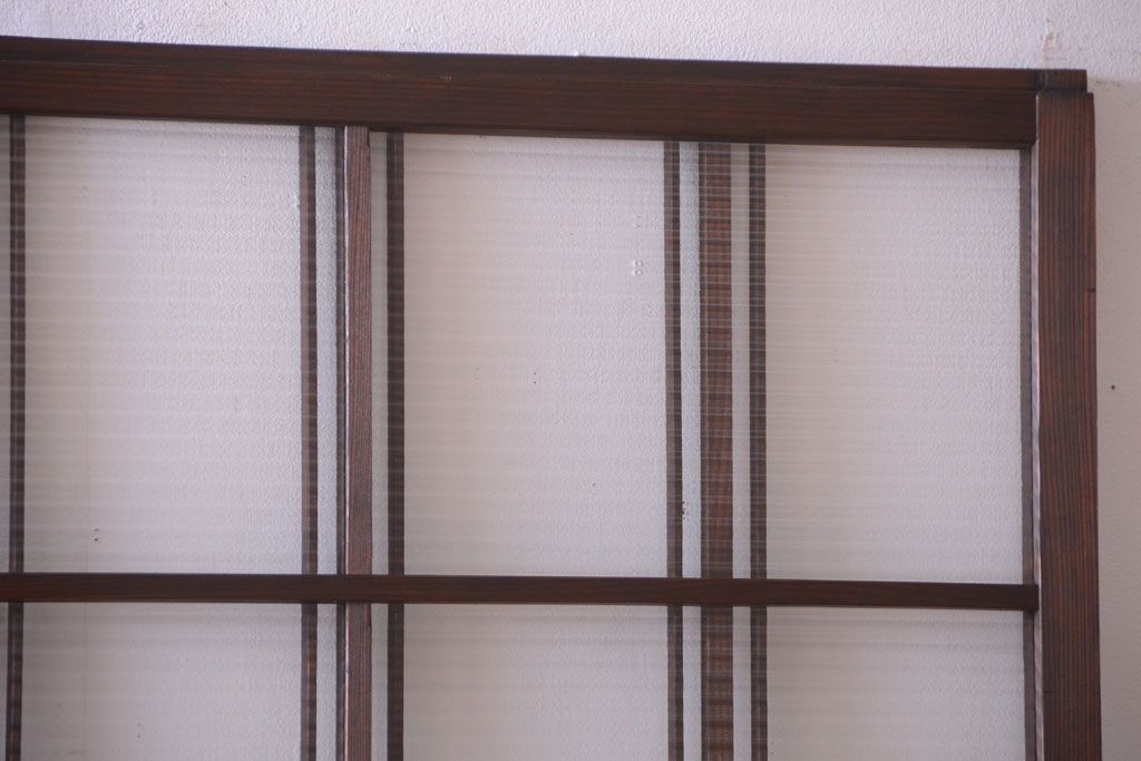 和製アンティーク　モールガラス入り!レトロな引き戸2枚セット(1)