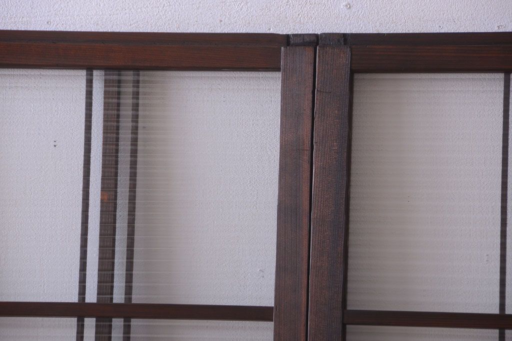 和製アンティーク　モールガラス入り!レトロな引き戸2枚セット(1)