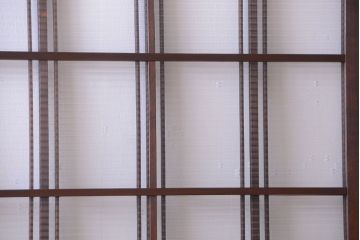 和製アンティーク　モールガラス入り!レトロな引き戸2枚セット(1)