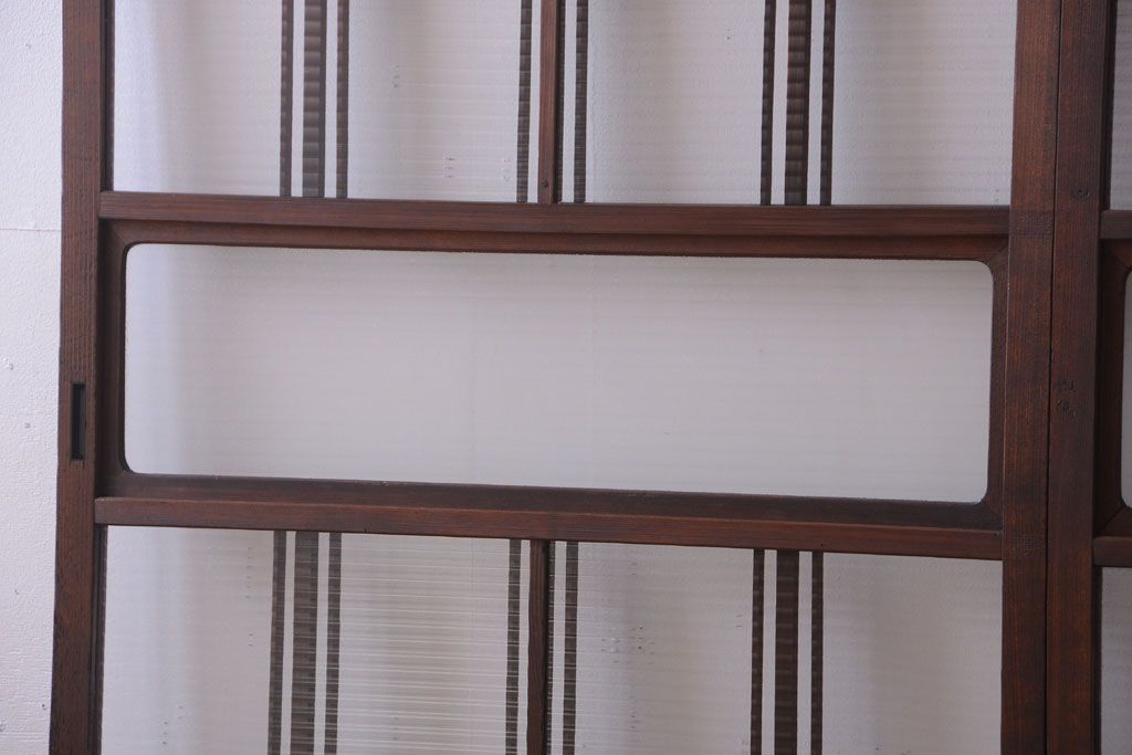 和製アンティーク　モールガラス入り!レトロな引き戸2枚セット(1)