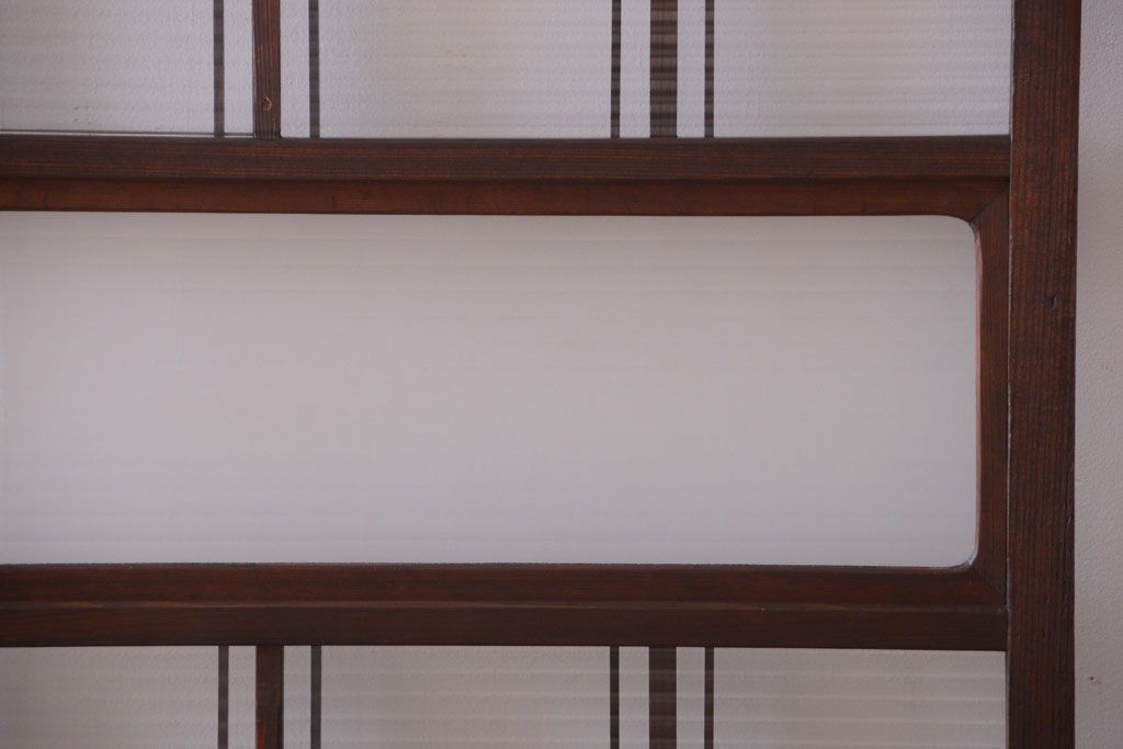 和製アンティーク　モールガラス入り!レトロな引き戸2枚セット(1)