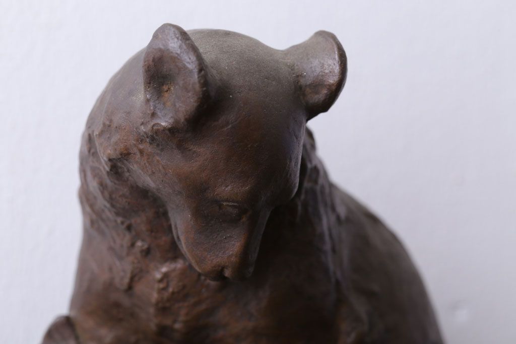 アンティーク雑貨　古民具・骨董 在銘　熊　ブロンズ像(置物・彫刻)
