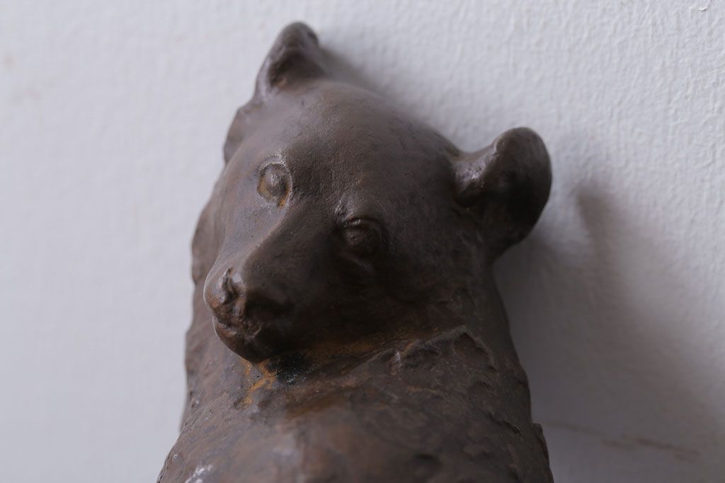 アンティーク雑貨　古民具・骨董 在銘　熊　ブロンズ像(置物・彫刻)