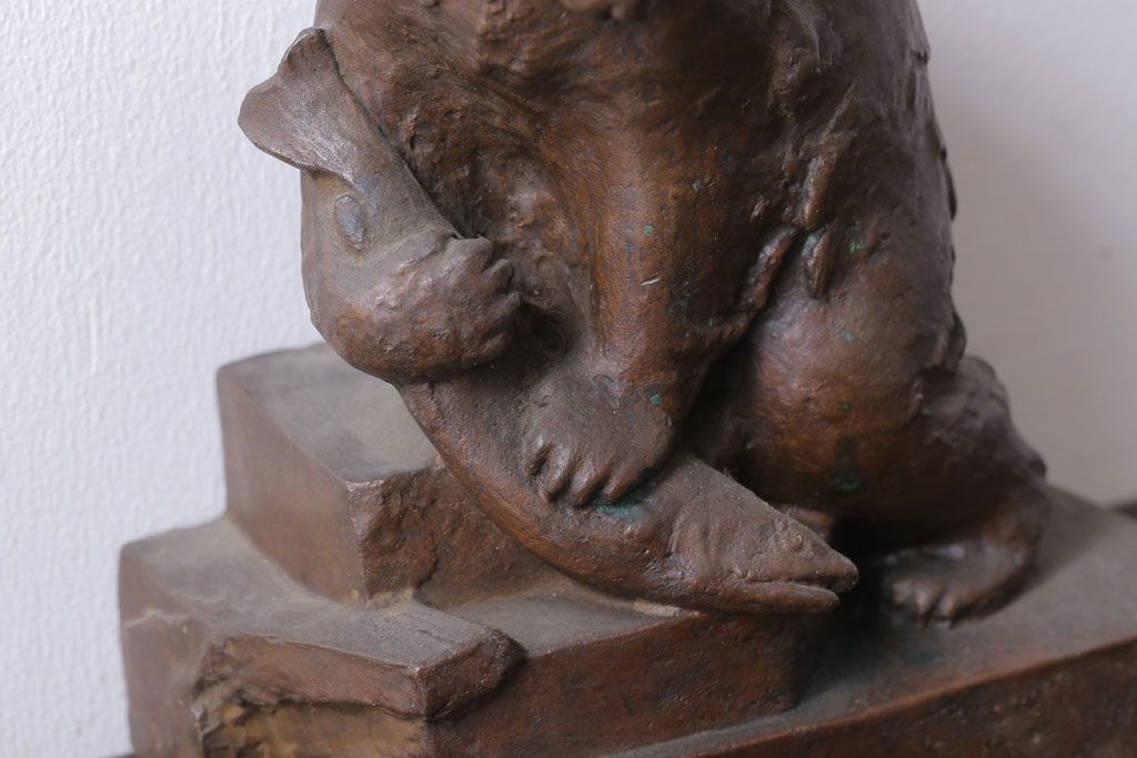 アンティーク雑貨　古民具・骨董 在銘　熊　ブロンズ像(置物・彫刻)