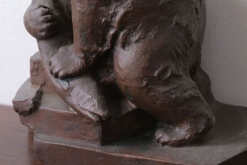 アンティーク雑貨　古民具・骨董 在銘　熊　ブロンズ像(置物・彫刻)