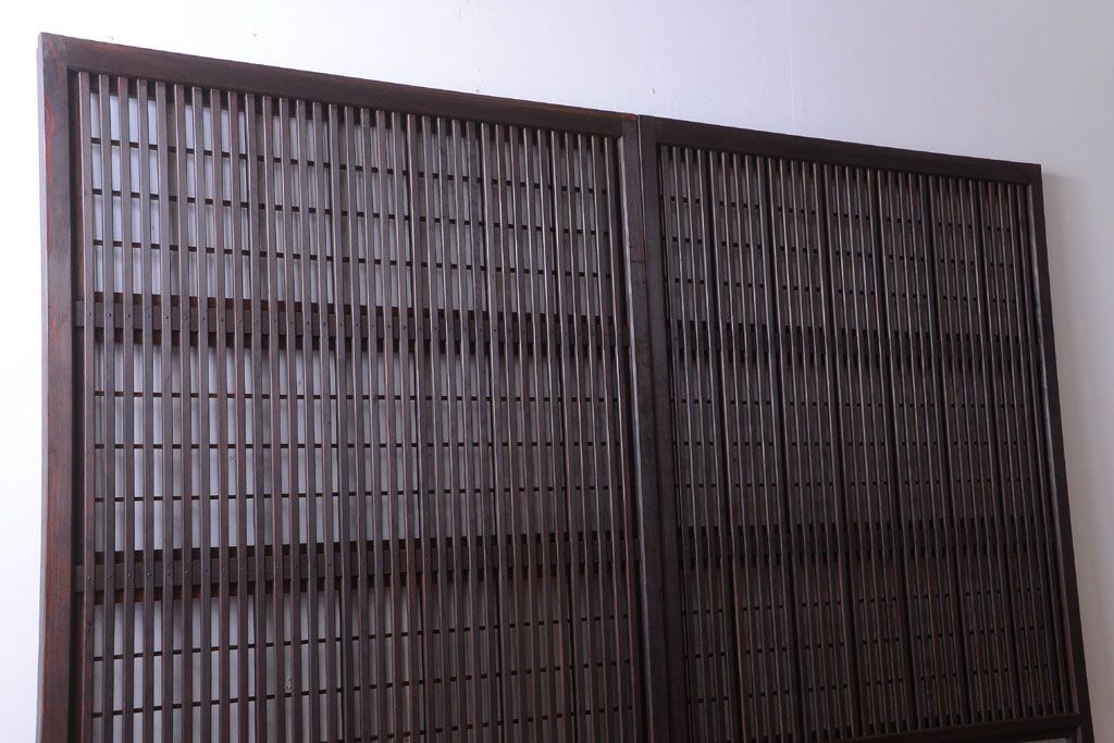 古民具・骨董　モダンなガラス帯格子戸2枚セット