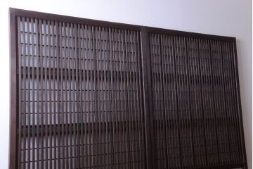 古民具・骨董　モダンなガラス帯格子戸2枚セット