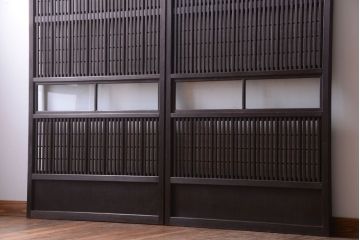 古民具・骨董　モダンなガラス帯格子戸2枚セット