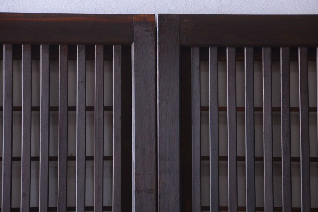 古民具・骨董　モダンなガラス帯格子戸2枚セット