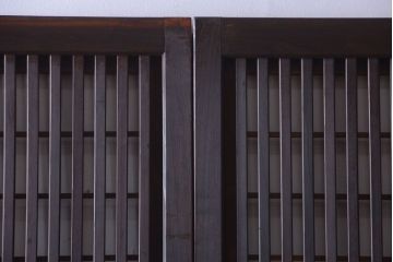 古民具・骨董　モダンなガラス帯格子戸2枚セット