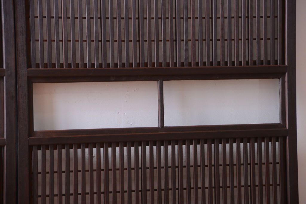 古民具・骨董　モダンなガラス帯格子戸2枚セット