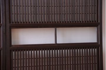 古民具・骨董　モダンなガラス帯格子戸2枚セット