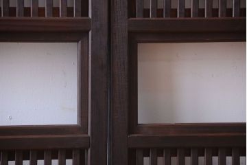 古民具・骨董　モダンなガラス帯格子戸2枚セット