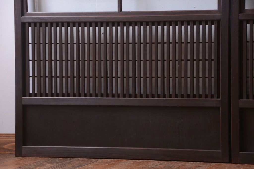 古民具・骨董　モダンなガラス帯格子戸2枚セット