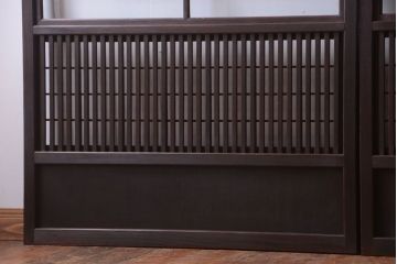 古民具・骨董　モダンなガラス帯格子戸2枚セット