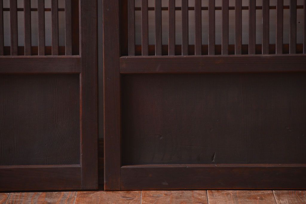 古民具・骨董　モダンなガラス帯格子戸2枚セット