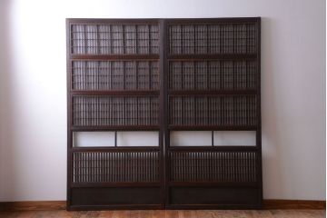 古民具・骨董　モダンなガラス帯格子戸2枚セット